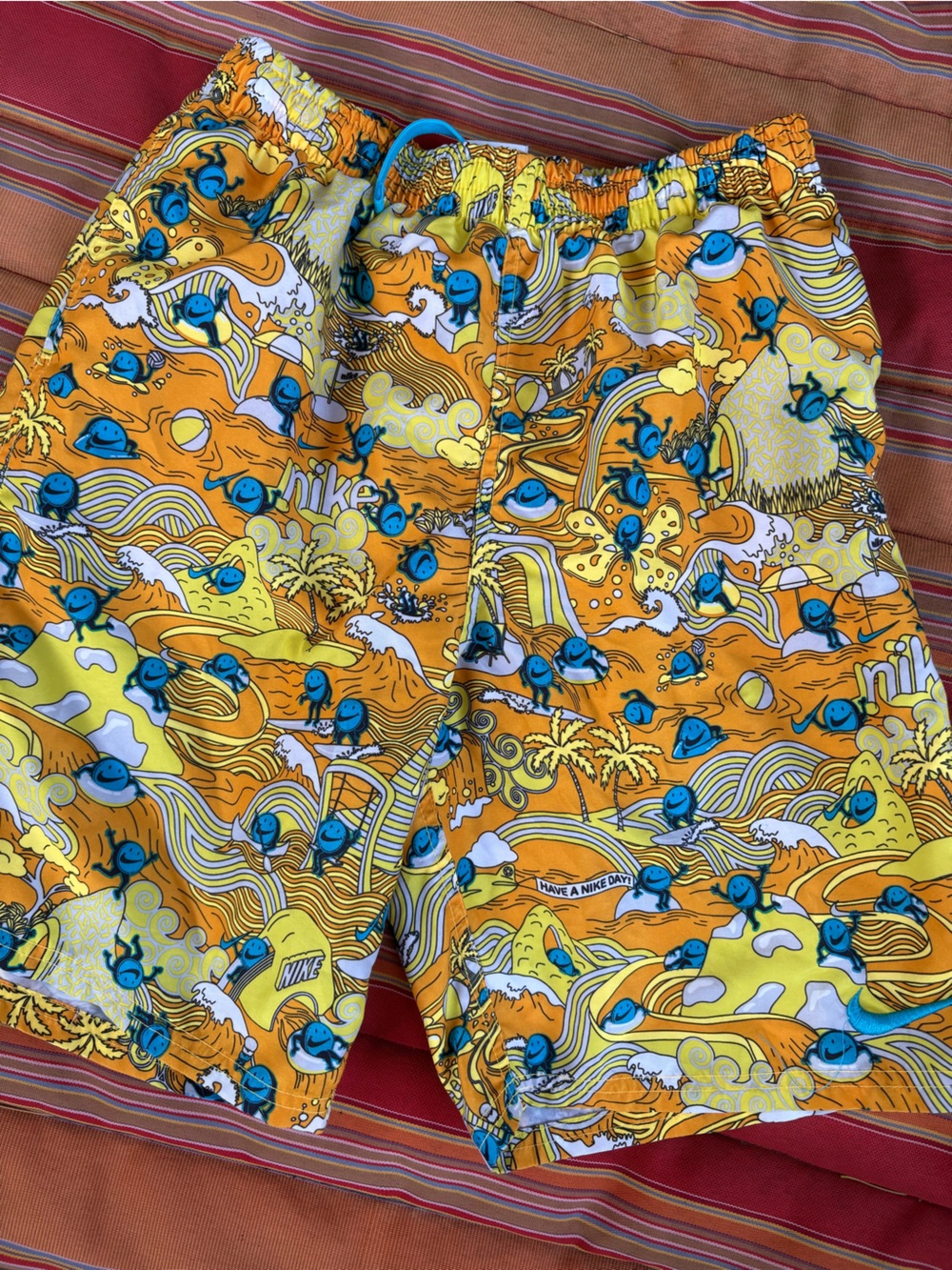 Nike Orange & Teal Patterned Swim Shorts